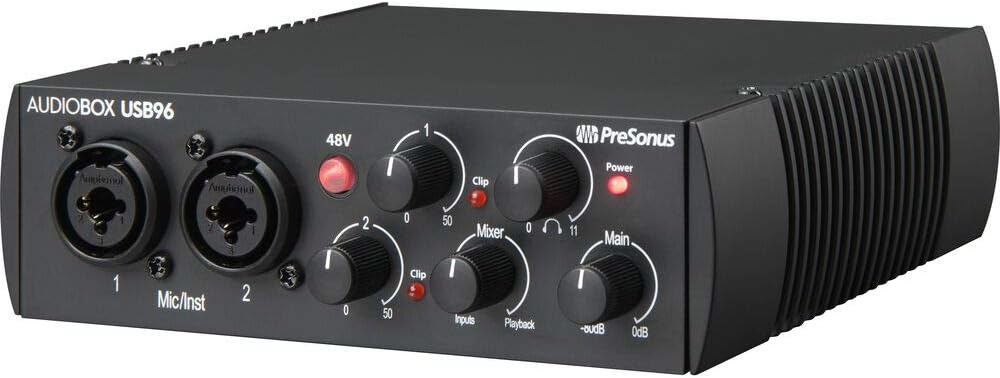 Presonus AudioBox 96 USB Audio/MIDI Interface with New Version Studio One Artist & Studio Magic Plug-in Suite with CR3-X Creative Multimedia Monitors and ATOM MIDI Pad Controller + Condenser Mic