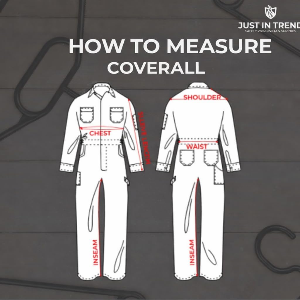 Just In Trend Classic Safety Work Coverall - Long Sleeve - 100% Cotton - 7 oz
