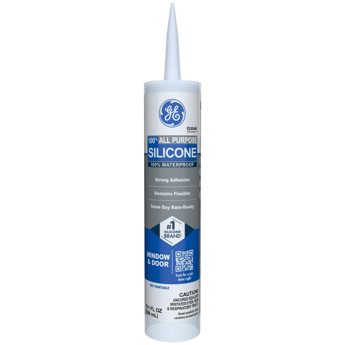 GE Silicone Caulk, 100% Waterproof, Clear | Pack of 2 | 10 oz Cartridge | Stronger Adhesion | Freeze & Sun Proof