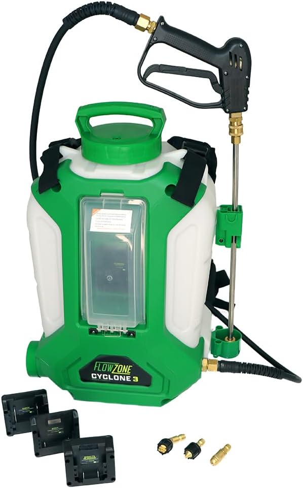 FlowZone Cyclone 3 Battery Backpack Sprayer, 4-Gal., 5-Pressure, Tool Only