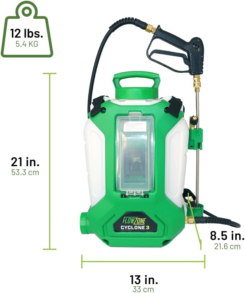 FlowZone Cyclone 3 Battery Backpack Sprayer, 4-Gal., 5-Pressure, Tool Only