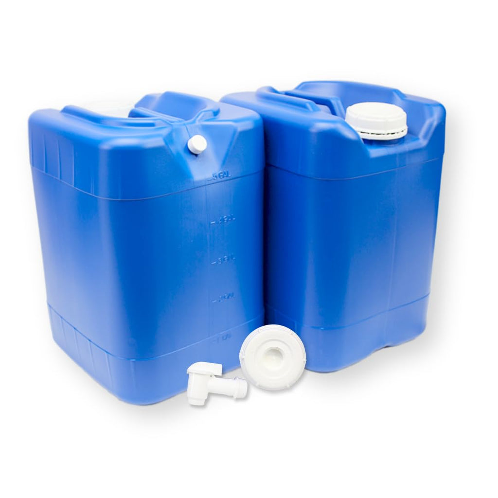 5-Gallon Stackable Water Storage Containers, w/Lids + Spigot, Easy Fill, Survial Supply, Emergency Water Storage for Camping and Disaster Preparedness, RV, 50 Gallon Set (10 Tanks)