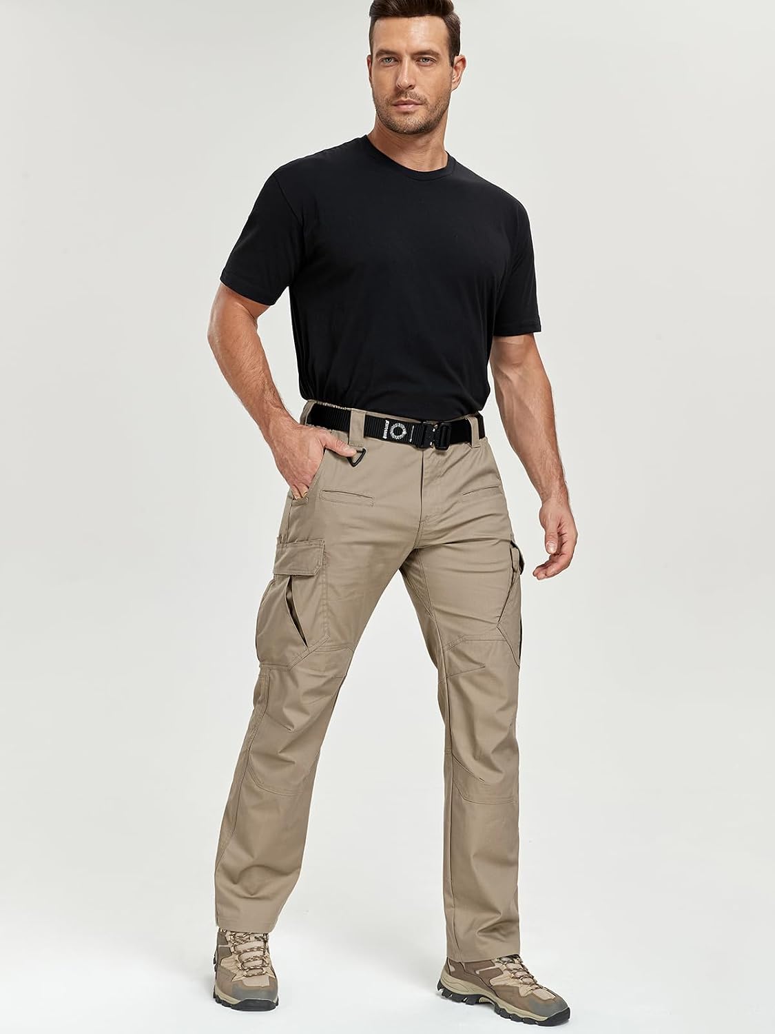 CARWORNIC Men's Stretch Cargo Work Pants Flex Ripstop Water Resistant Utility Tactical Hiking Pants with 12 Pockets