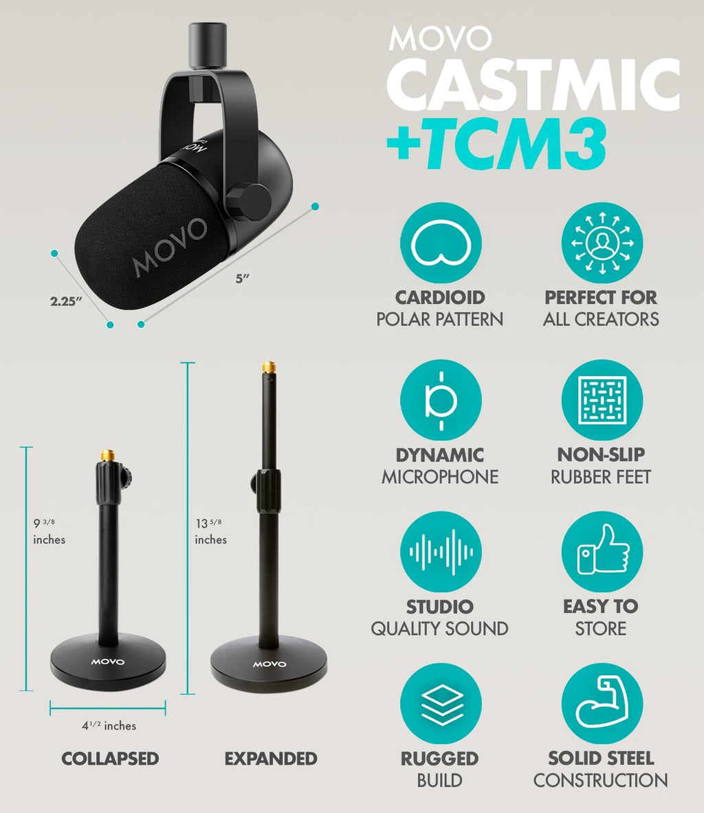 Movo PodPro Portable Podcast Equipment Bundle for iPhone/Android Phones