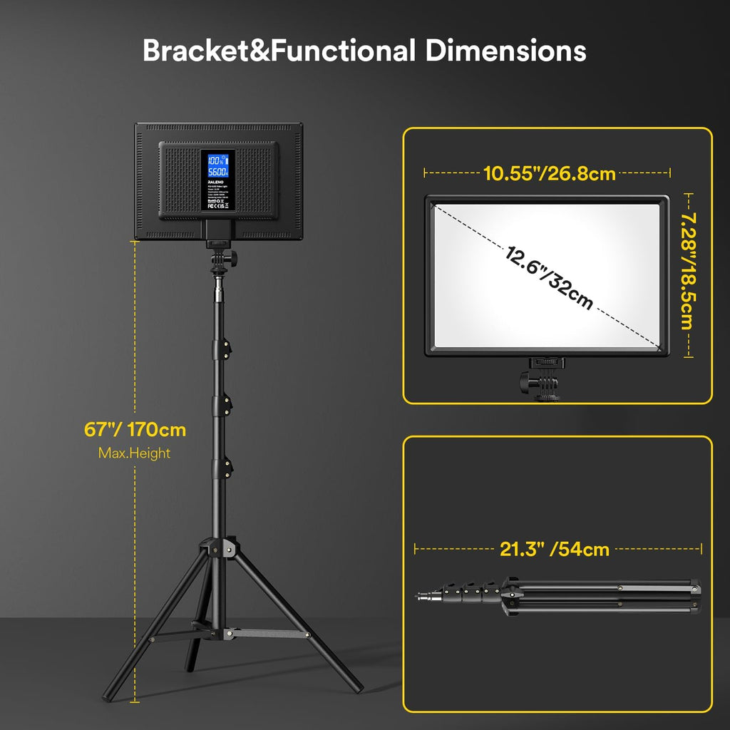 RALENO 2-Pack 13" Edge-Lit LED Video Light Panel Kit with 75" Stand