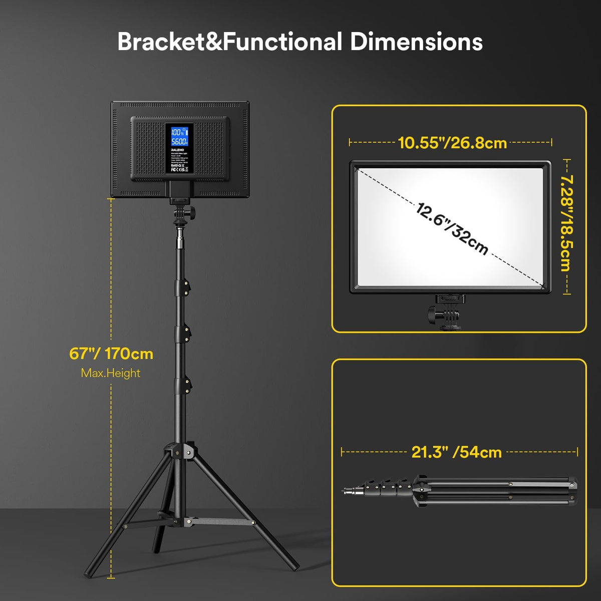 RALENO 2-Pack 13" Edge-Lit LED Video Light Panel Kit with 75" Stand