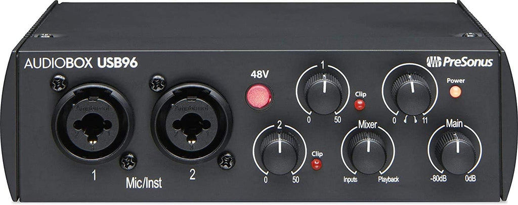 Presonus AudioBox 96 USB Audio/MIDI Interface with New Version Studio One Artist & Studio Magic Plug-in Suite with CR3-X Creative Multimedia Monitors and ATOM MIDI Pad Controller + Condenser Mic