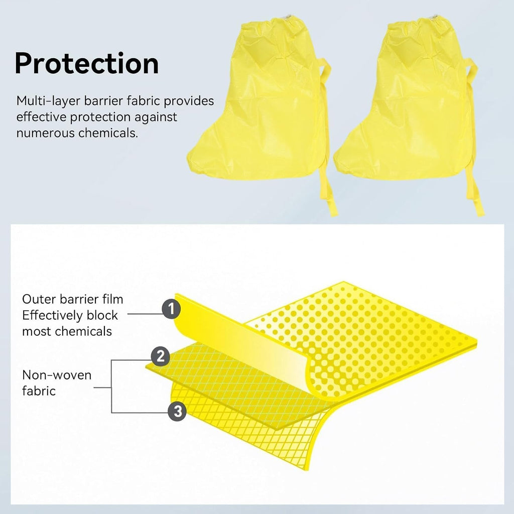 Safety Boot & Shoe Covers, Haz-mat Boot And Shoe Covers for Haz-ardous Materials Acid and Alkali Resistant Waterproof Dustproof Shoe Covers Safety Boots Protectors Yellow