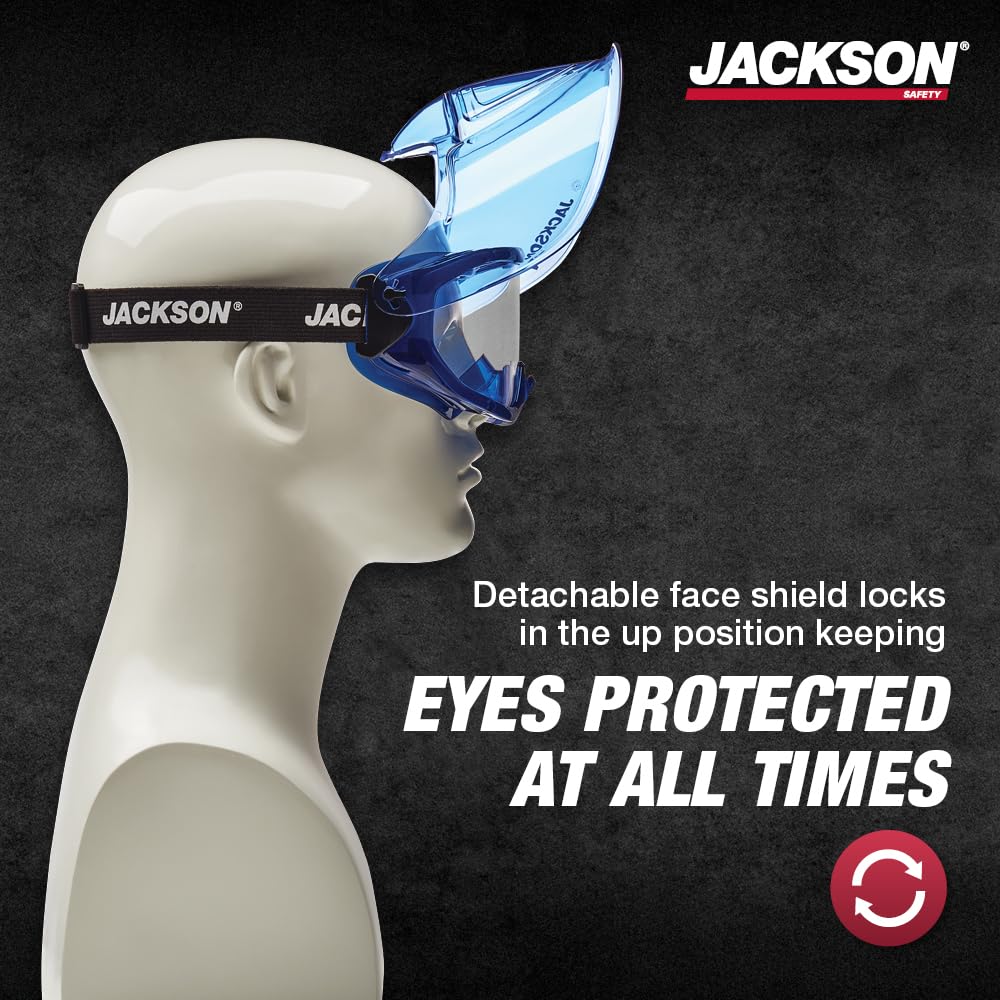 Jackson Safety GPL500 Clear Safety Goggles with Face Shield - ANSI Z87.1