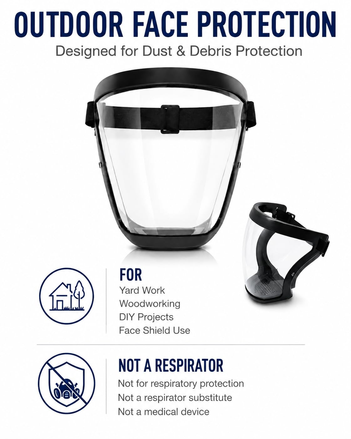 Face Shield, Clear Anti-Fog Full Face Shield for Outdoor Work