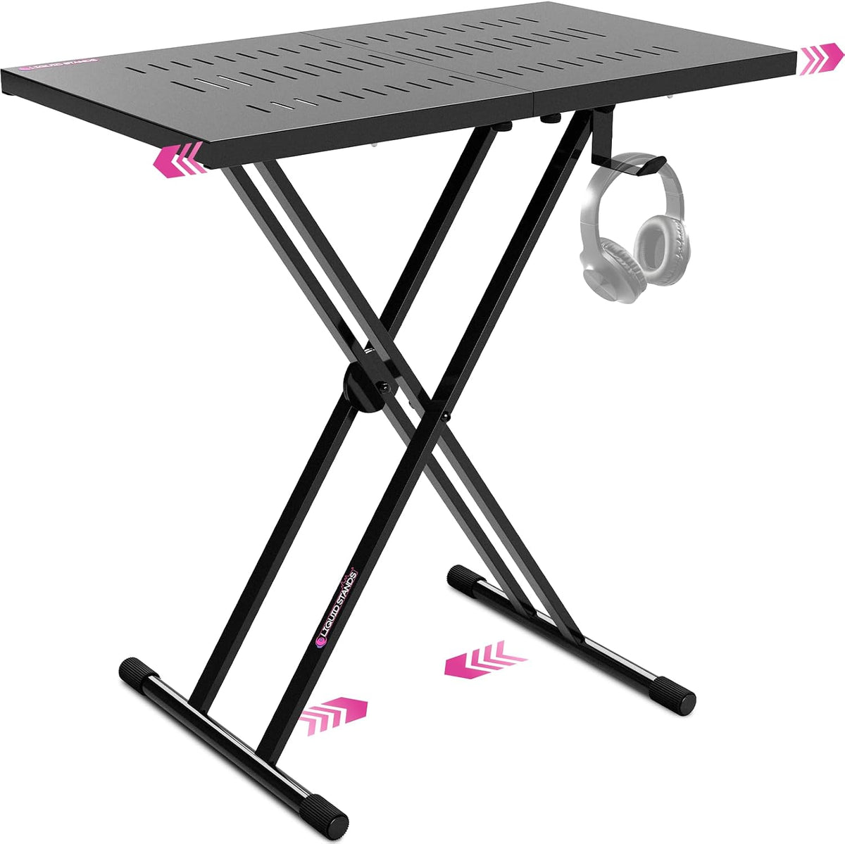 Liquid Stands Expandable DJ Table Stand Portable Audio Mixer Stand - DJ Stand for Laptop & Controller - Midi Keyboard Stand & Synth Stand - DJ Booth Portable X Style Keyboard Stand & Tabletop DJ Desk