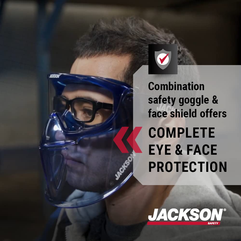 Jackson Safety GPL500 Clear Safety Goggles with Face Shield - ANSI Z87.1