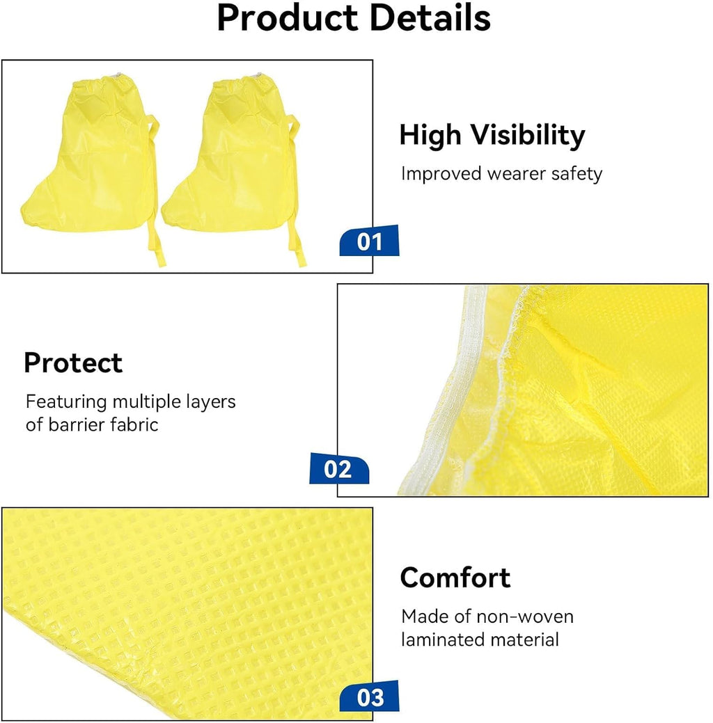 Safety Boot & Shoe Covers, Haz-mat Boot And Shoe Covers for Haz-ardous Materials Acid and Alkali Resistant Waterproof Dustproof Shoe Covers Safety Boots Protectors Yellow