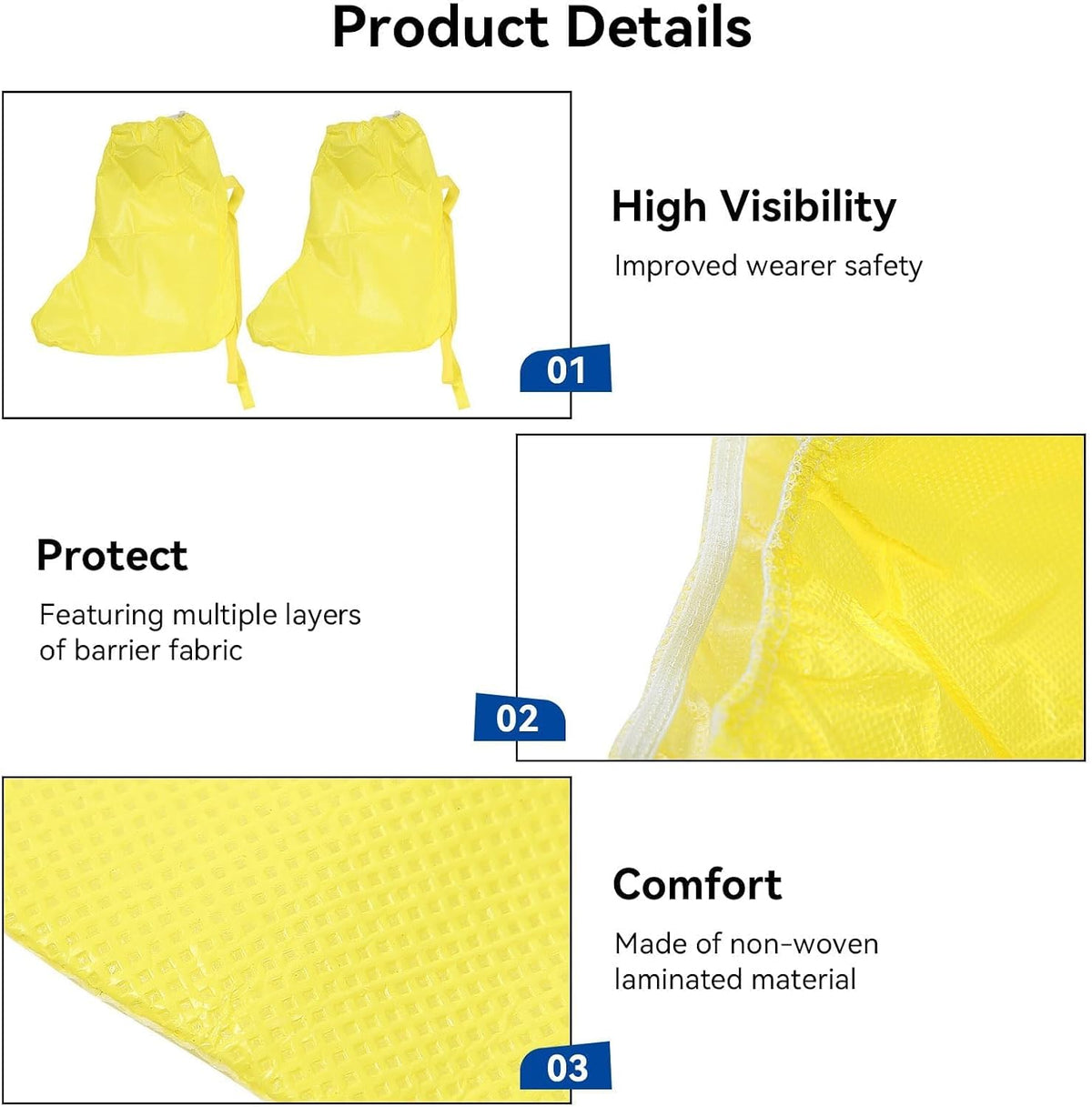 Safety Boot & Shoe Covers, Haz-mat Boot And Shoe Covers for Haz-ardous Materials Acid and Alkali Resistant Waterproof Dustproof Shoe Covers Safety Boots Protectors Yellow