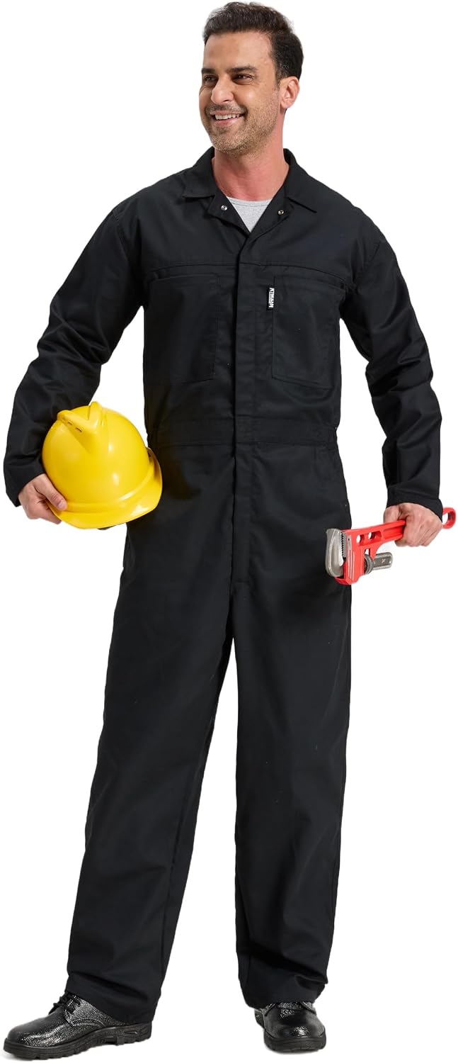 Men's Work Coveralls Garages Jumpsuit Mechanic Coverall Utility Work Crawl Suit