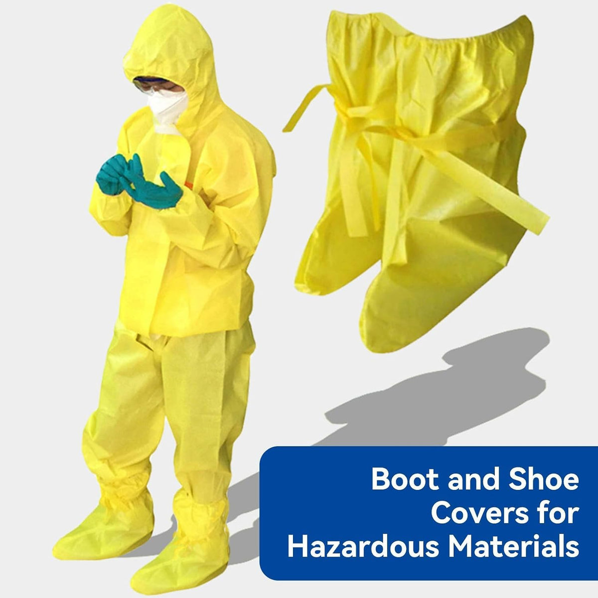 Safety Boot & Shoe Covers, Haz-mat Boot And Shoe Covers for Haz-ardous Materials Acid and Alkali Resistant Waterproof Dustproof Shoe Covers Safety Boots Protectors Yellow