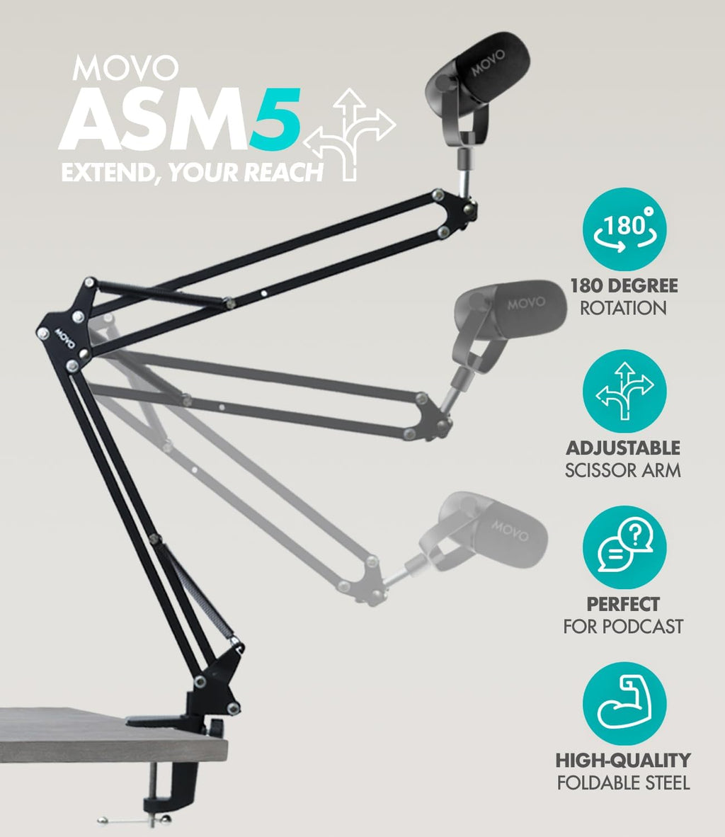 Movo Video Podcast Equipment Bundle – USB Audio Interface, 2 XLR Dynamic Microphones, 2 4K Cameras, 2 Boom Arms – Complete Podcast Setup