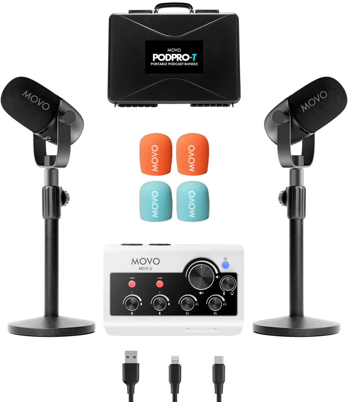 Movo PodPro Portable Podcast Equipment Bundle for iPhone/Android Phones
