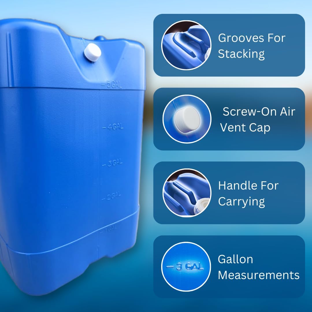 5-Gallon Stackable Water Storage Containers, w/Lids + Spigot, Easy Fill, Survial Supply, Emergency Water Storage for Camping and Disaster Preparedness, RV, 50 Gallon Set (10 Tanks)