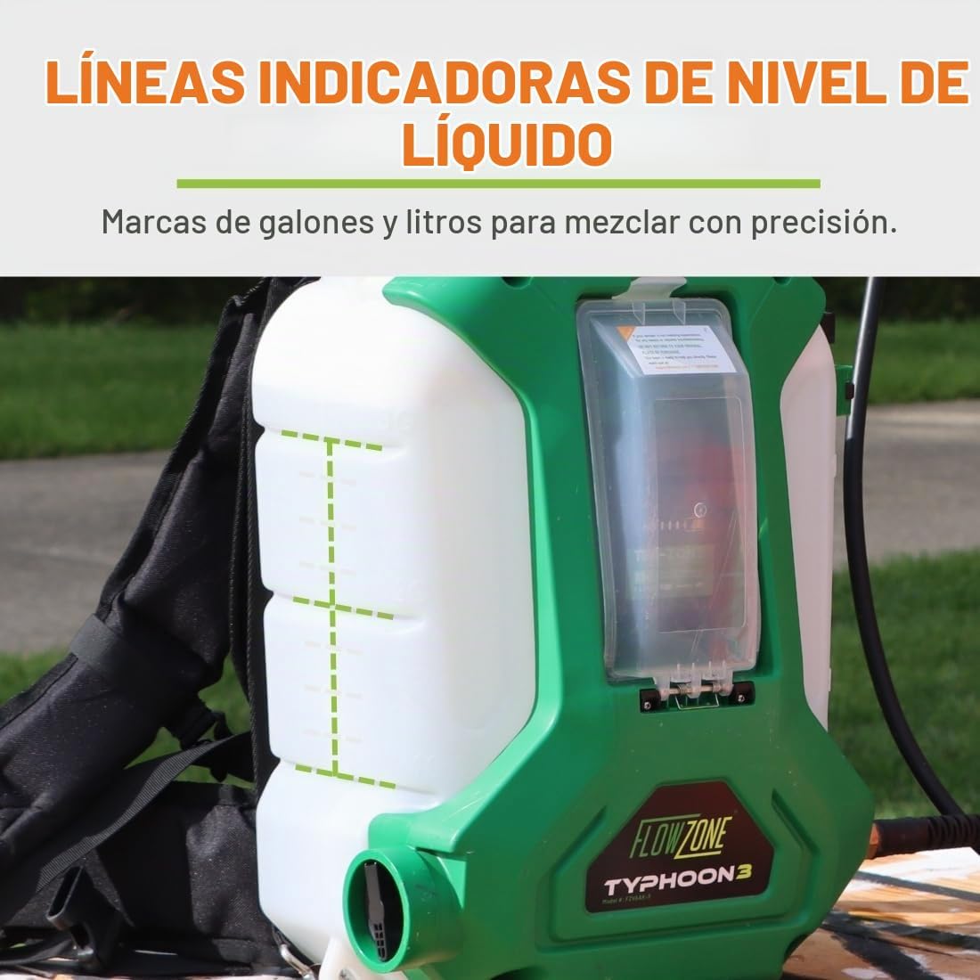 FlowZone Typhoon 3 - Pulverizador eléctrico de mochila a batería de presión variable de 5 posiciones que funciona con baterías FlowZone, DeWalt, Milwaukee, Makita y Bosch (batería no incluida)
