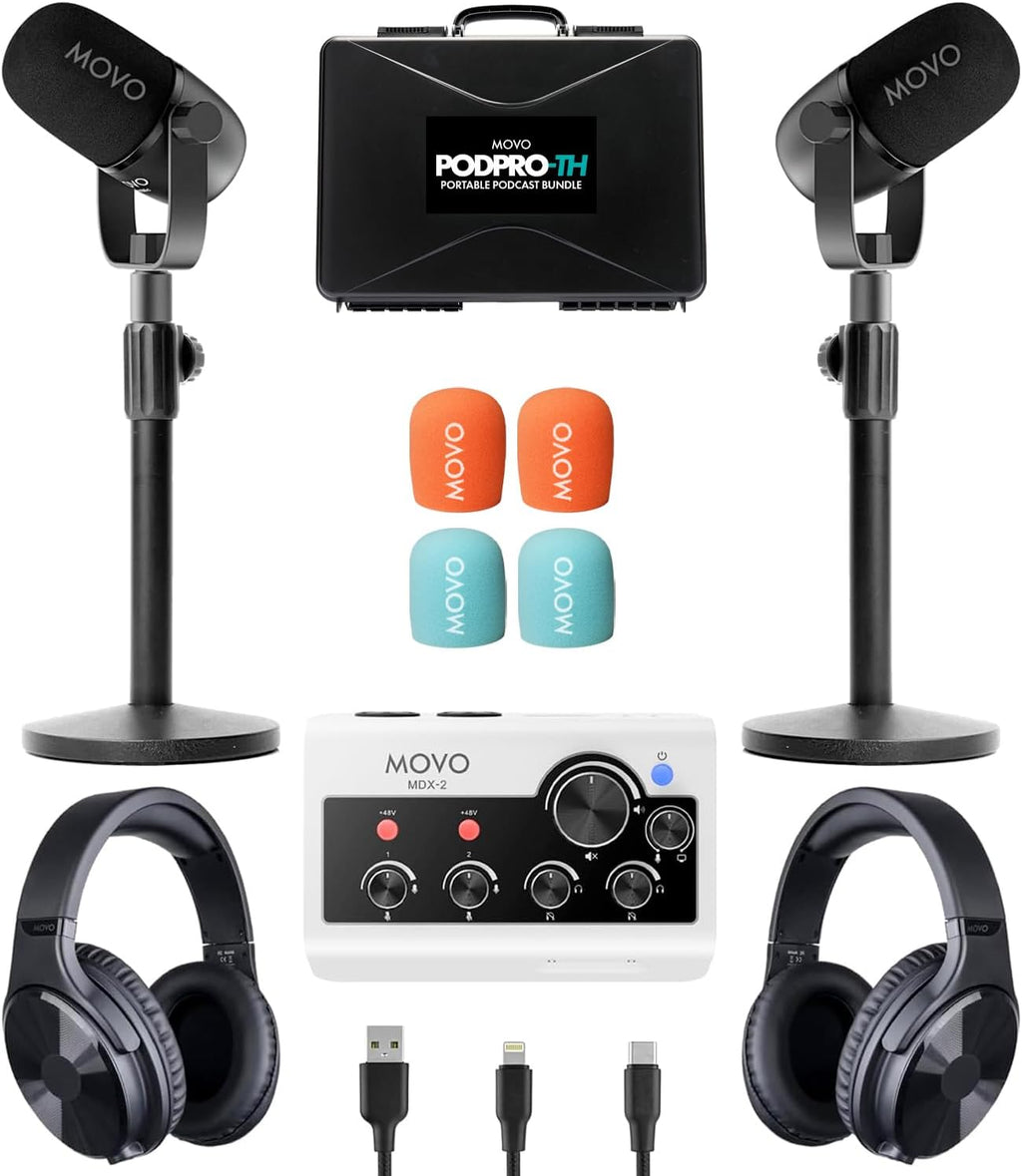 Movo PodPro Portable Podcast Equipment Bundle for iPhone/Android Phones