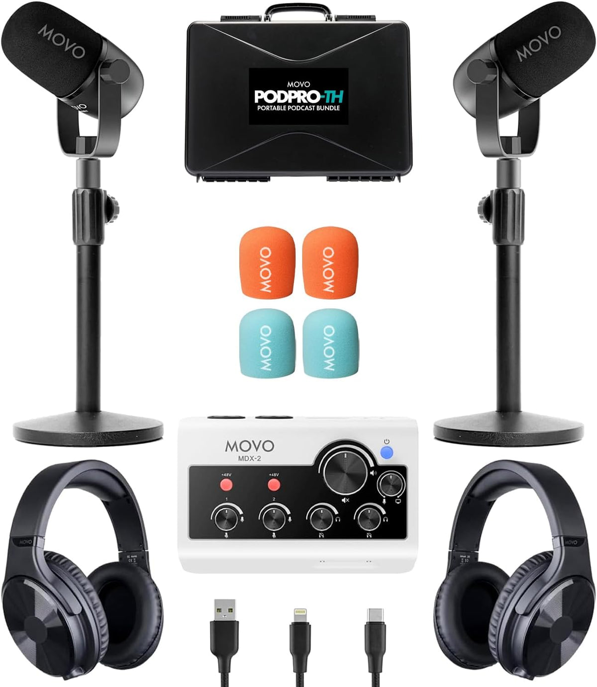 Movo PodPro Portable Podcast Equipment Bundle for iPhone/Android Phones