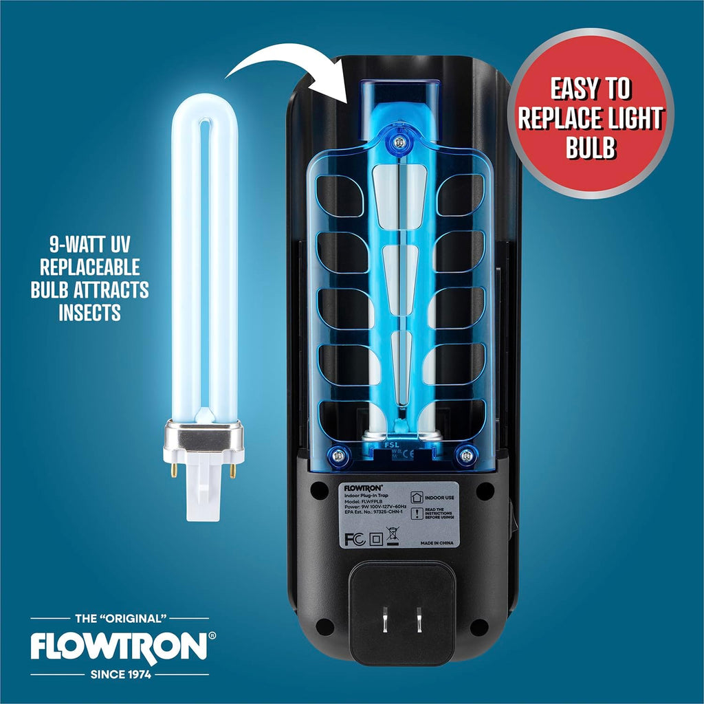 Flowtron Indoor Plug-in Fly Trap, 9W UV, 375 Sq Ft, Black
