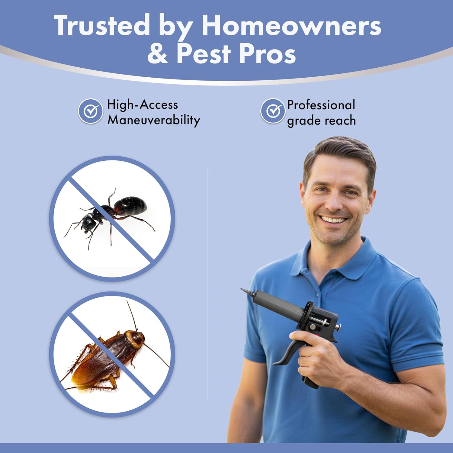 DH1 Gel Bait Gun - Precision Insect Bait Gun for Ant, Roach, and Pest - Click-Style Plunger Mechanism, Ideal for Professionals & Home Owners, Standard 35 Grams & Gel not Included