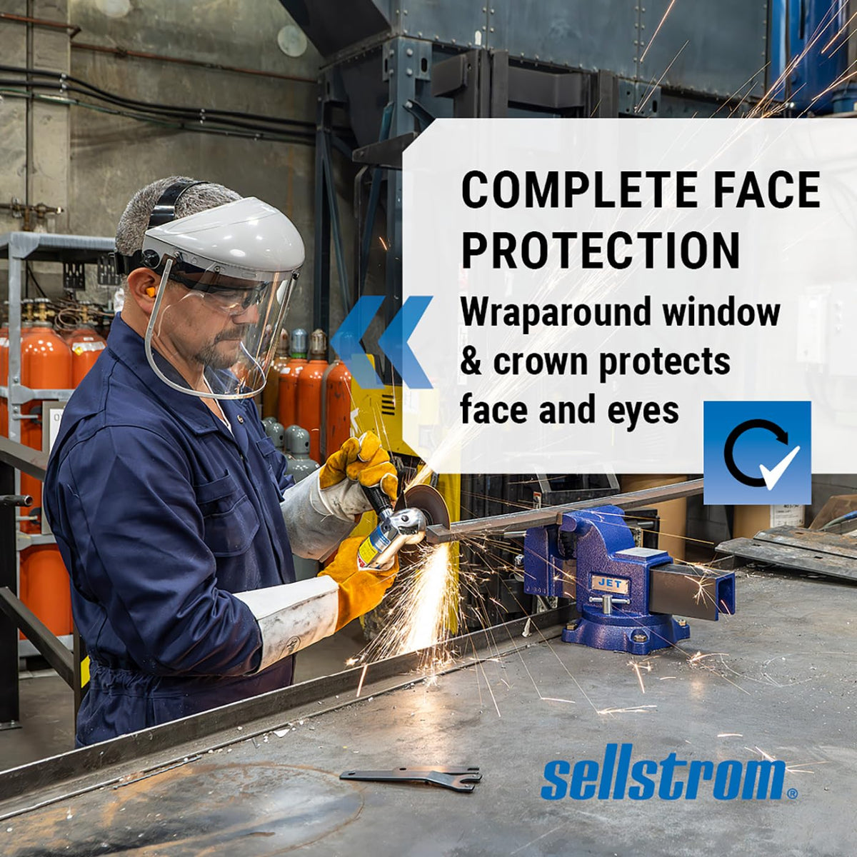 Sellstrom 301 Face Shield Uncoated Clear Tint, Aluminum Binding, ANSI Z87.1