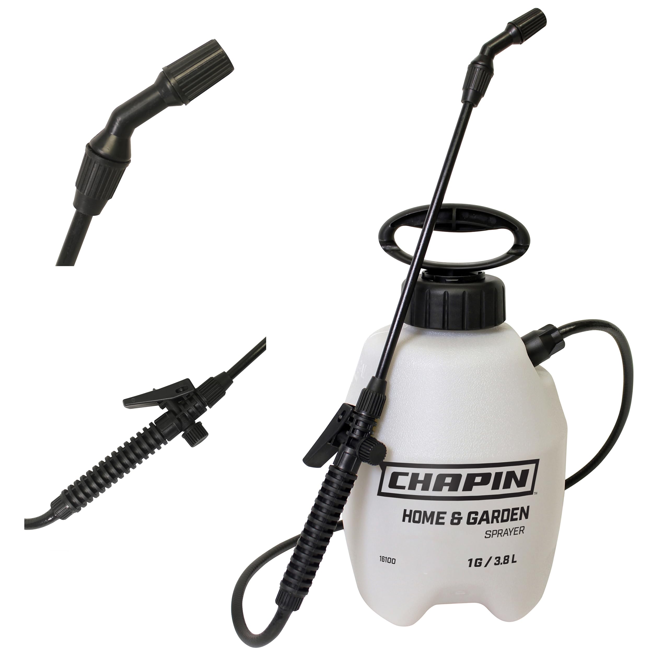 Chapin International 16109 - Pulverizador de bomba de césped y jardín, 1 galón, fabricado en los Estados Unidos, para rociar malezas, insectos, fertilizantes, paquete de 2, blanco translúcido