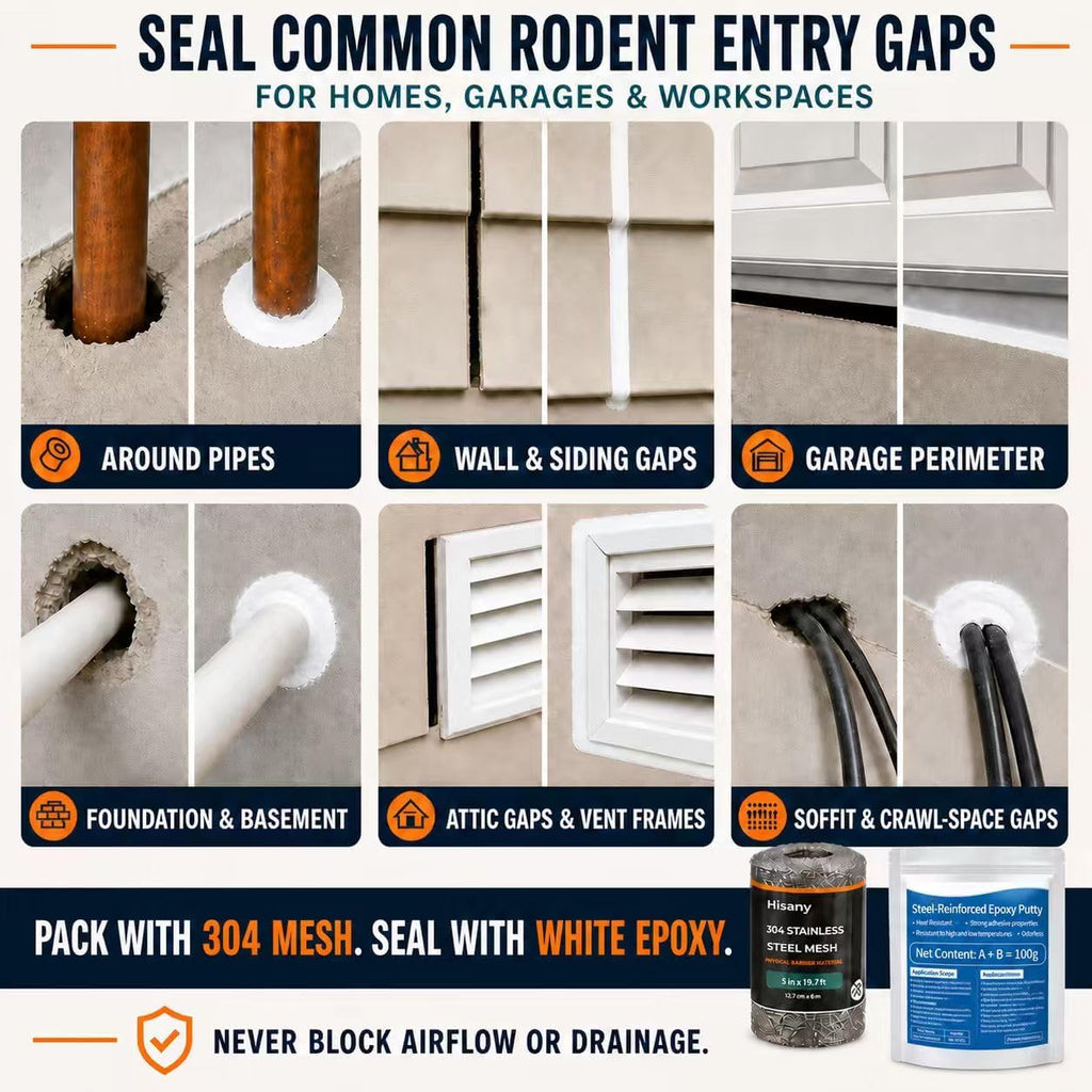 Rodent Barrier Kit, 39.4 Ft 304 Stainless Steel Mesh,Mouse Hole Filler Kit