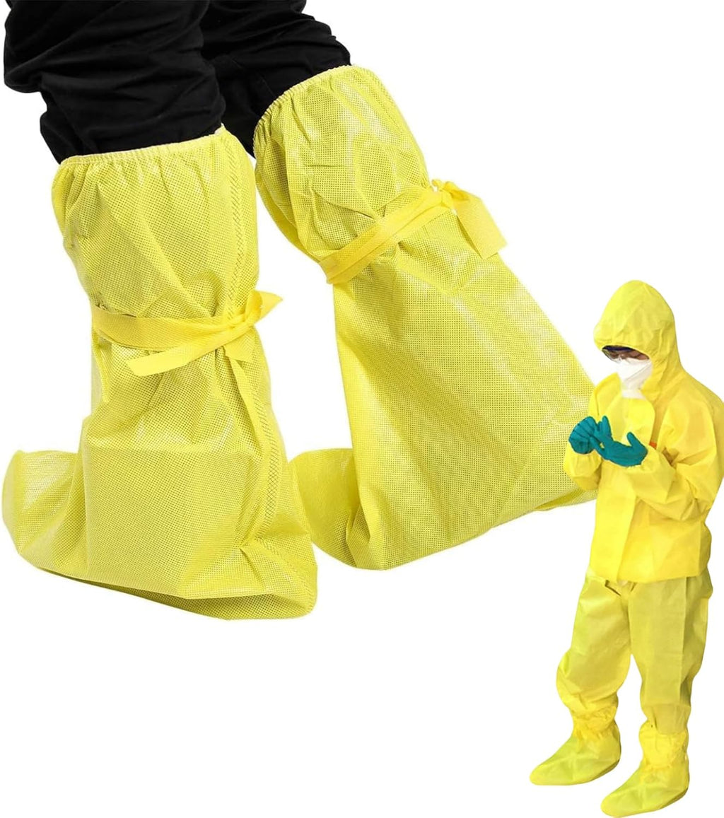 Safety Boot & Shoe Covers, Haz-mat Boot And Shoe Covers for Haz-ardous Materials Acid and Alkali Resistant Waterproof Dustproof Shoe Covers Safety Boots Protectors Yellow