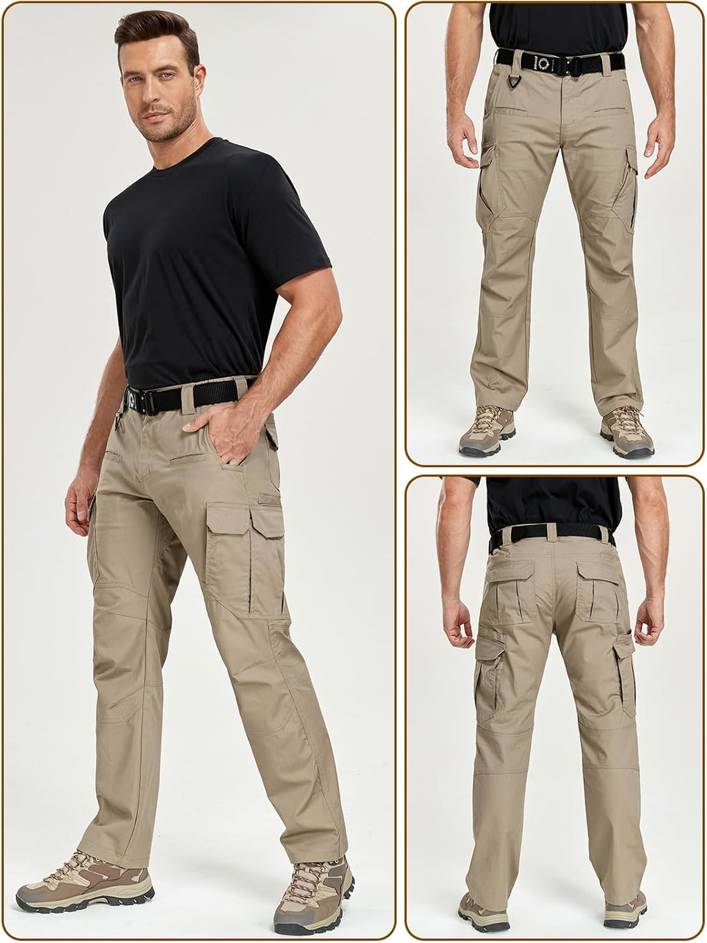 CARWORNIC Men's Stretch Cargo Work Pants Flex Ripstop Water Resistant Utility Tactical Hiking Pants with 12 Pockets