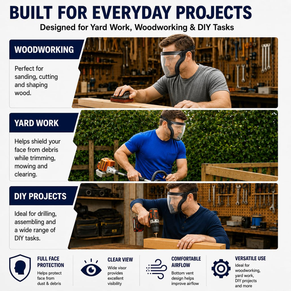 Face Shield, Clear Anti-Fog Full Face Shield for Outdoor Work