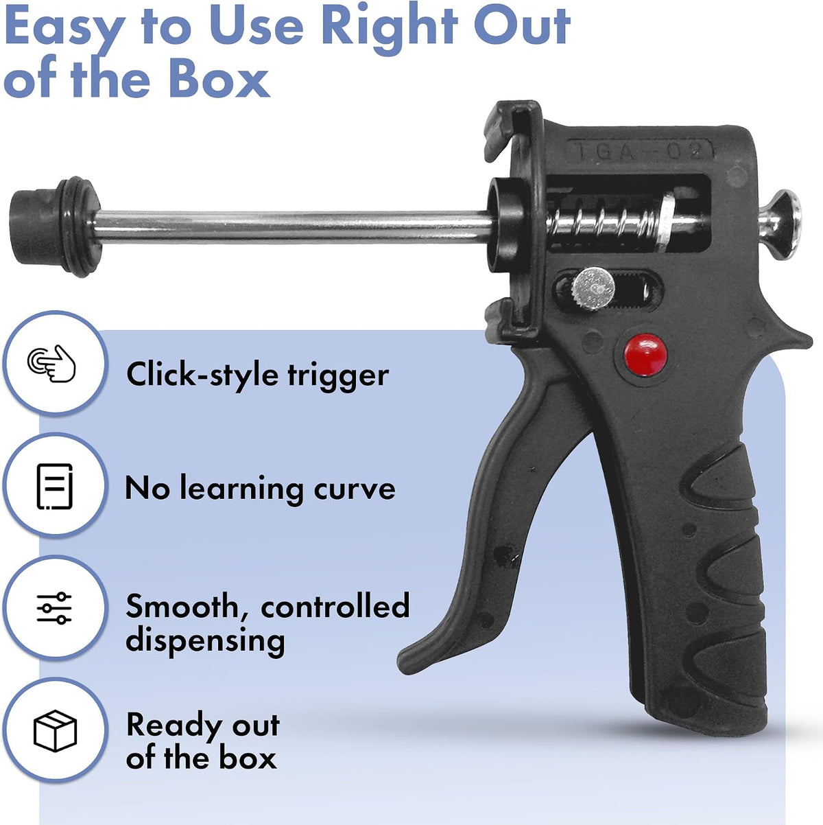 DH1 Gel Bait Gun - Precision Insect Bait Gun for Ant, Roach, and Pest - Click-Style Plunger Mechanism, Ideal for Professionals & Home Owners, Standard 35 Grams & Gel not Included