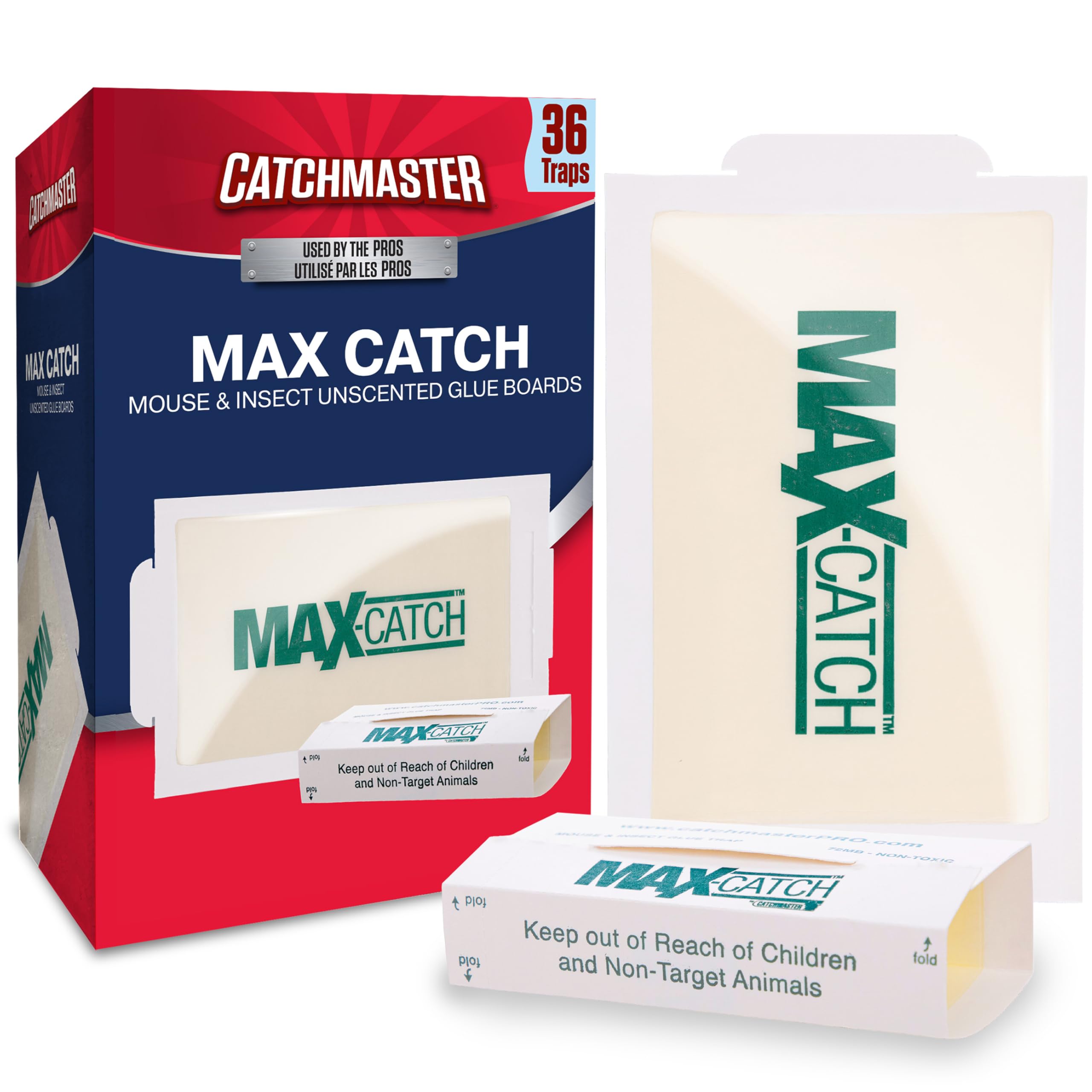 Catchmaster Max-Catch Glue Traps 72pk, Sticky Mouse Traps Indoor for Home
