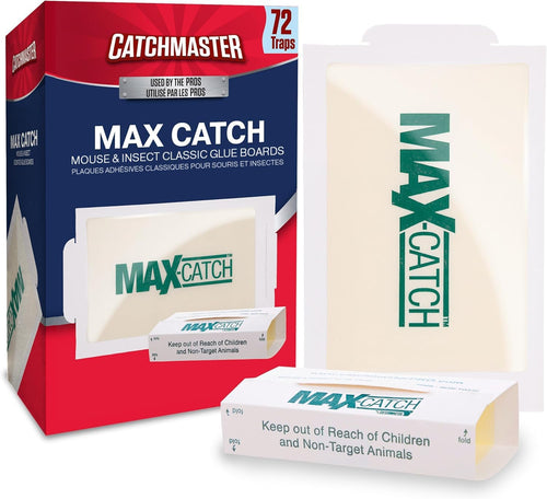 Catchmaster Max-Catch Glue Traps 72pk, Sticky Mouse Traps Indoor for Home