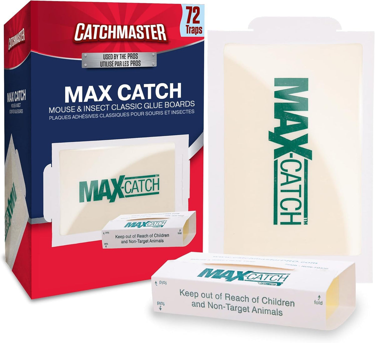 Catchmaster Max-Catch Glue Traps 72pk, Sticky Mouse Traps Indoor for Home