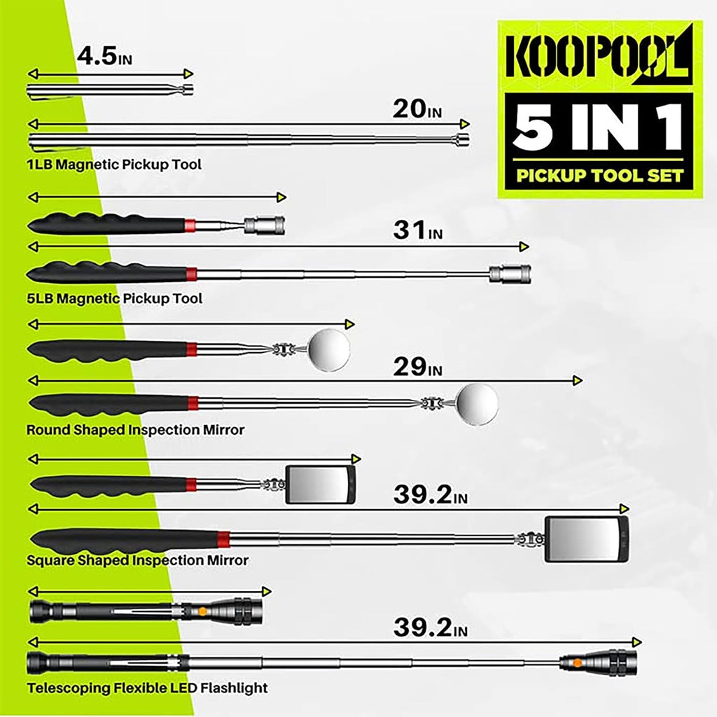 Telescoping Magnetic Pickup Tool Set, Inspection Mirror Telescoping, LED Flashlight, Cool Gadgets for Men, Stocking Stuffers, Gifts for Dad, Husband, Kids, Boyfriend, Magnet Stick (Yellow)