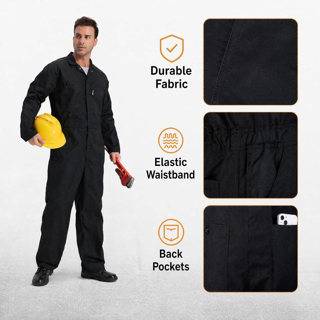 Men's Work Coveralls Garages Jumpsuit Mechanic Coverall Utility Work Crawl Suit