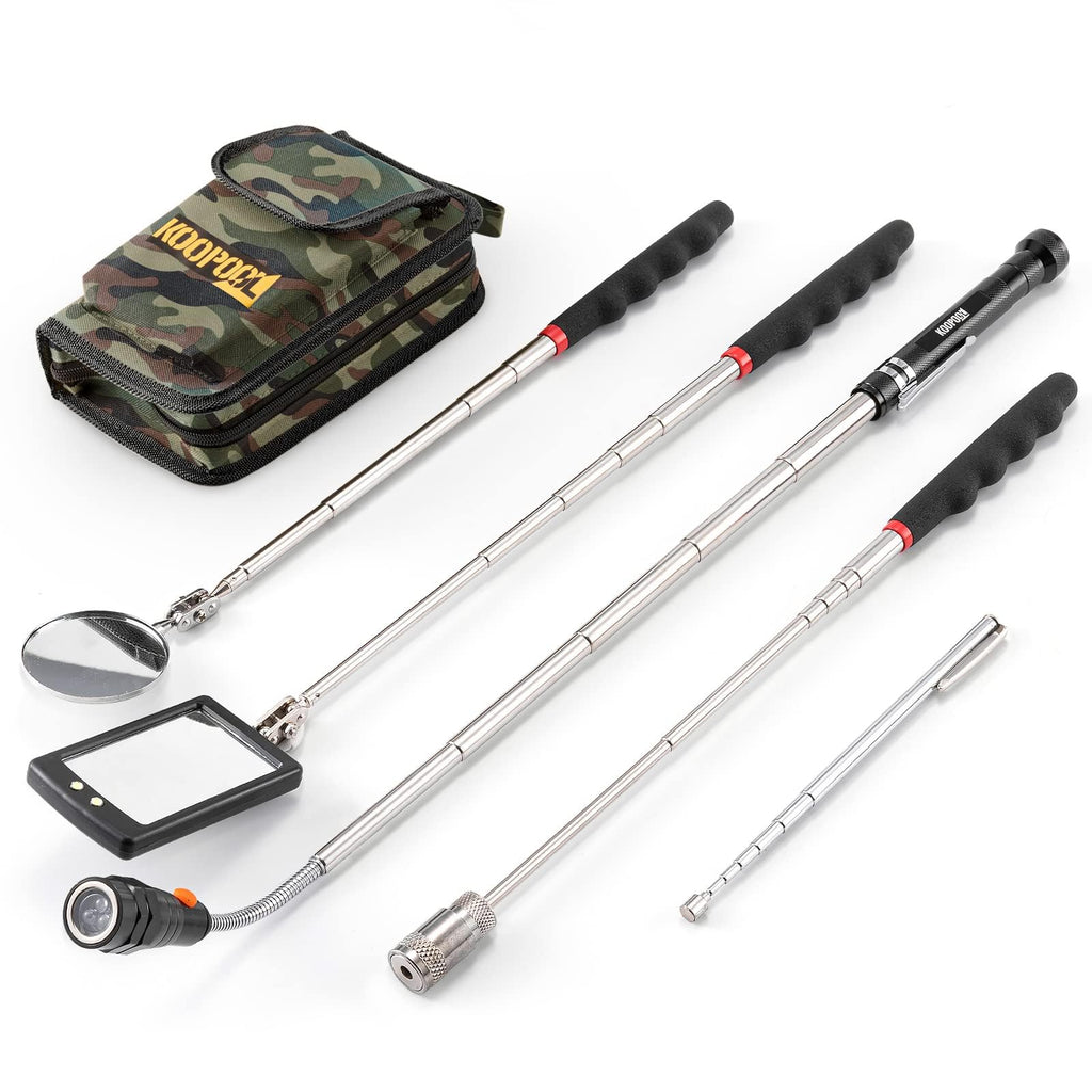 Telescoping Magnetic Pickup Tool Set, Inspection Mirror Telescoping, LED Flashlight, Cool Gadgets for Men, Stocking Stuffers, Gifts for Dad, Husband, Kids, Boyfriend, Magnet Stick (Yellow)