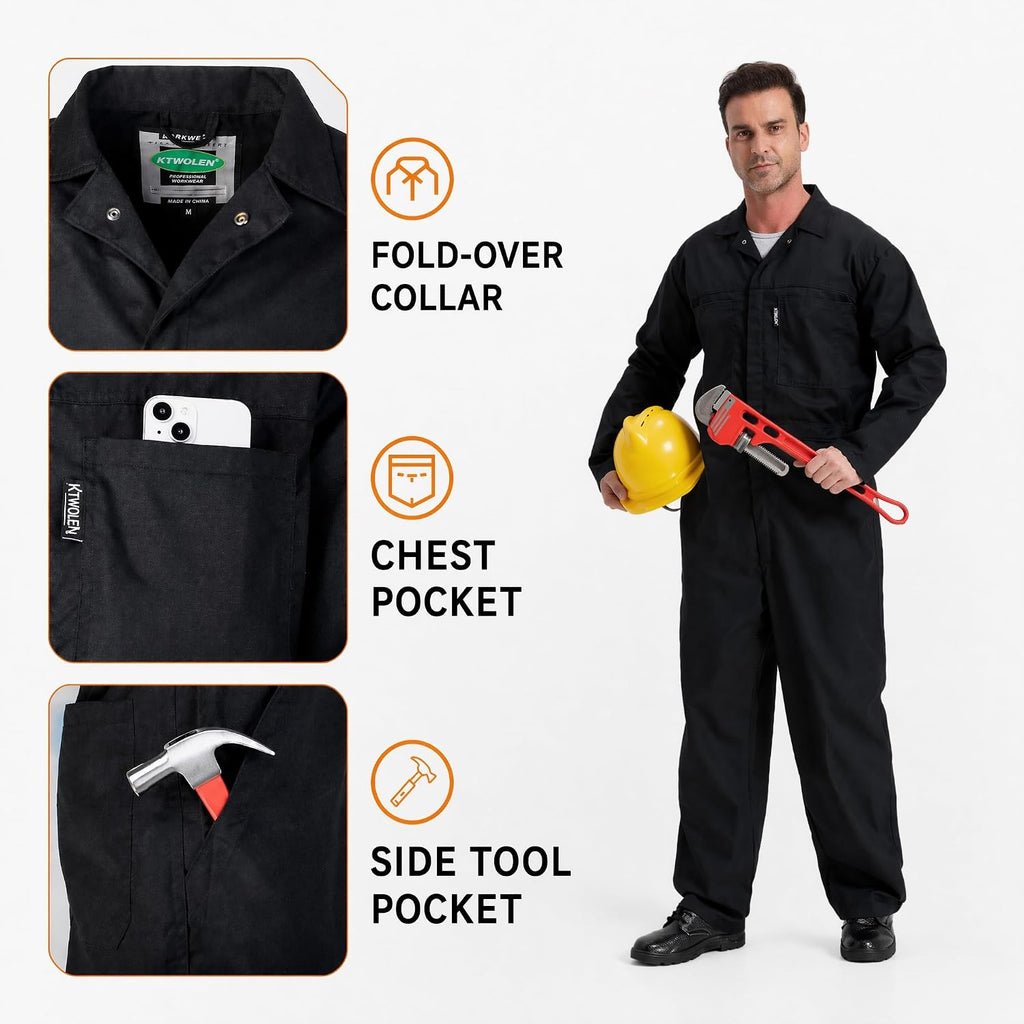 Men's Work Coveralls Garages Jumpsuit Mechanic Coverall Utility Work Crawl Suit