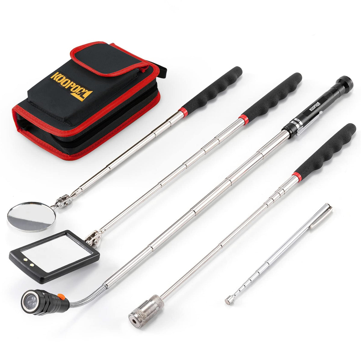 Telescoping Magnetic Pickup Tool Set, Inspection Mirror Telescoping, LED Flashlight, Cool Gadgets for Men, Stocking Stuffers, Gifts for Dad, Husband, Kids, Boyfriend, Magnet Stick (Yellow)