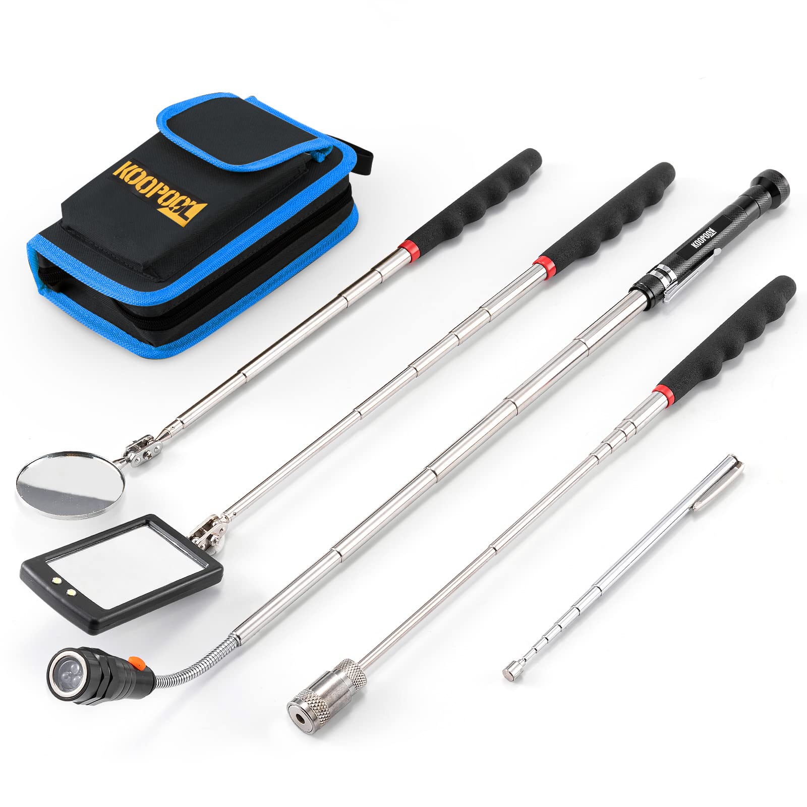 Telescoping Magnetic Pickup Tool Set, Inspection Mirror Telescoping, LED Flashlight, Cool Gadgets for Men, Stocking Stuffers, Gifts for Dad, Husband, Kids, Boyfriend, Magnet Stick (Yellow)