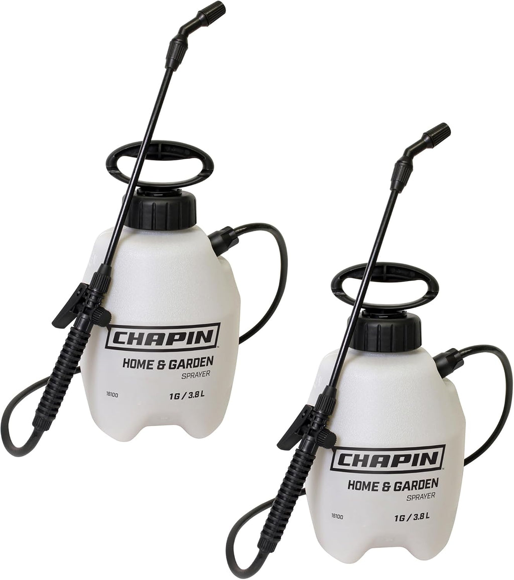 Chapin International 16109 - Pulverizador de bomba de césped y jardín, 1 galón, fabricado en los Estados Unidos, para rociar malezas, insectos, fertilizantes, paquete de 2, blanco translúcido