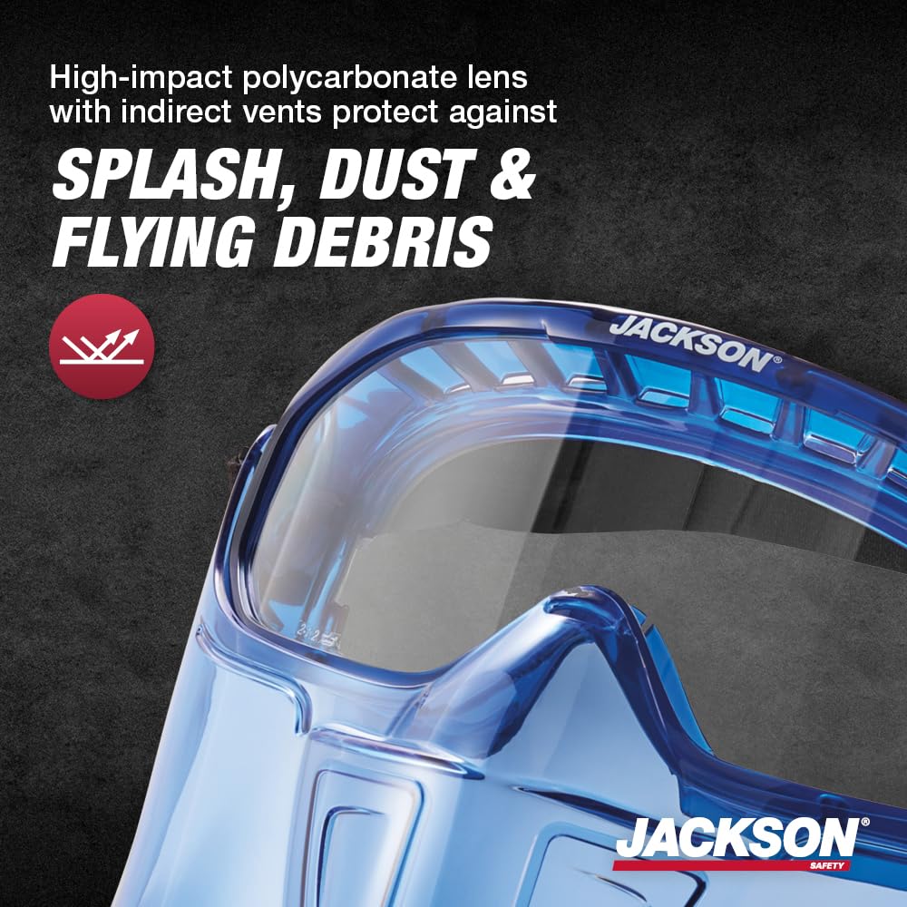 Jackson Safety GPL500 Clear Safety Goggles with Face Shield - ANSI Z87.1