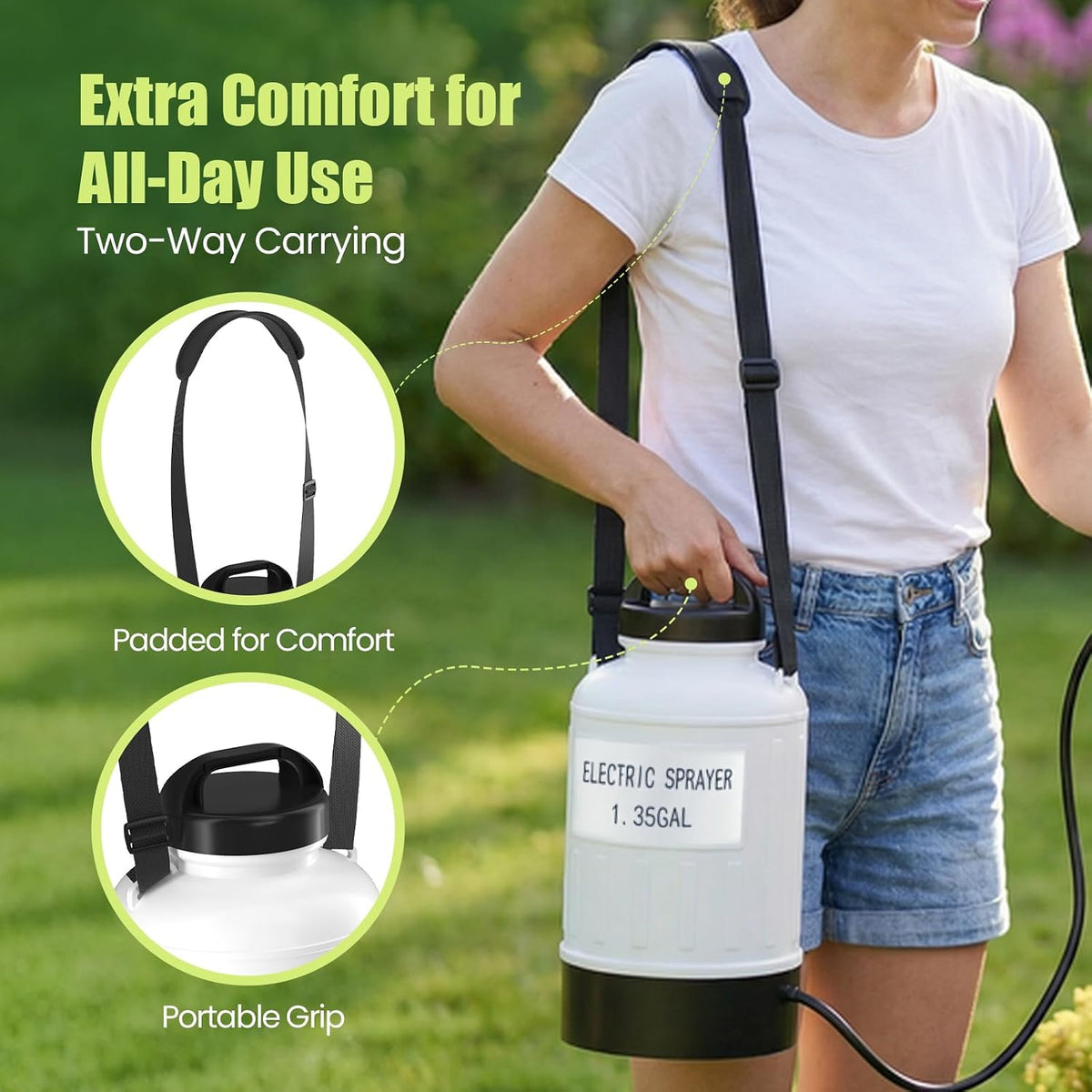 1.35 Gallon Battery Powered Sprayer, USB Pump Sprayer with Extendable Wand