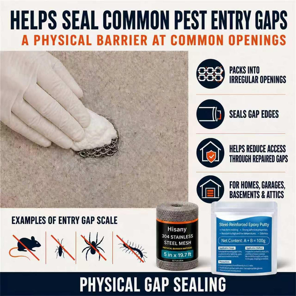 Rodent Barrier Kit, 39.4 Ft 304 Stainless Steel Mesh,Mouse Hole Filler Kit