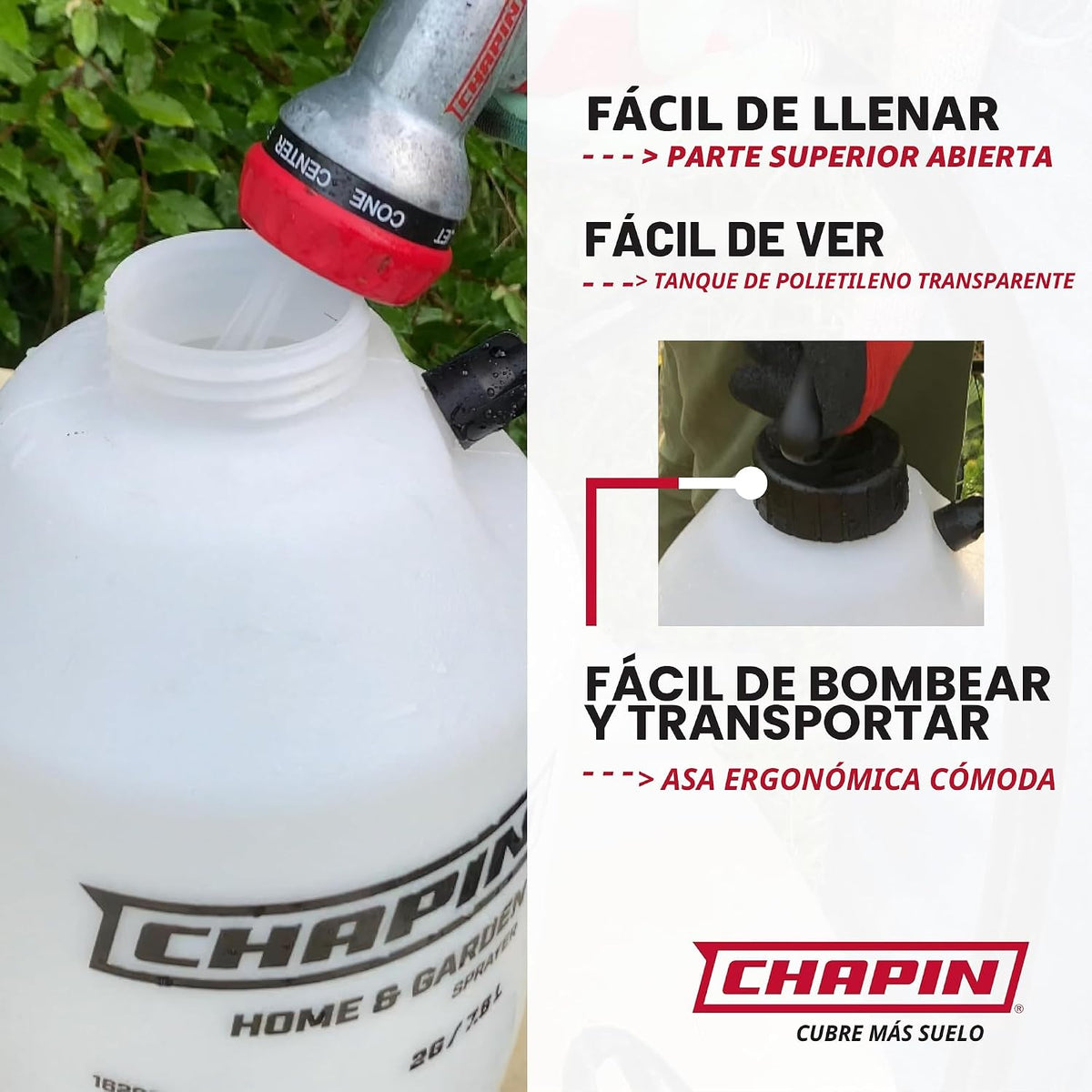 Chapin International 16109 - Pulverizador de bomba de césped y jardín, 1 galón, fabricado en los Estados Unidos, para rociar malezas, insectos, fertilizantes, paquete de 2, blanco translúcido