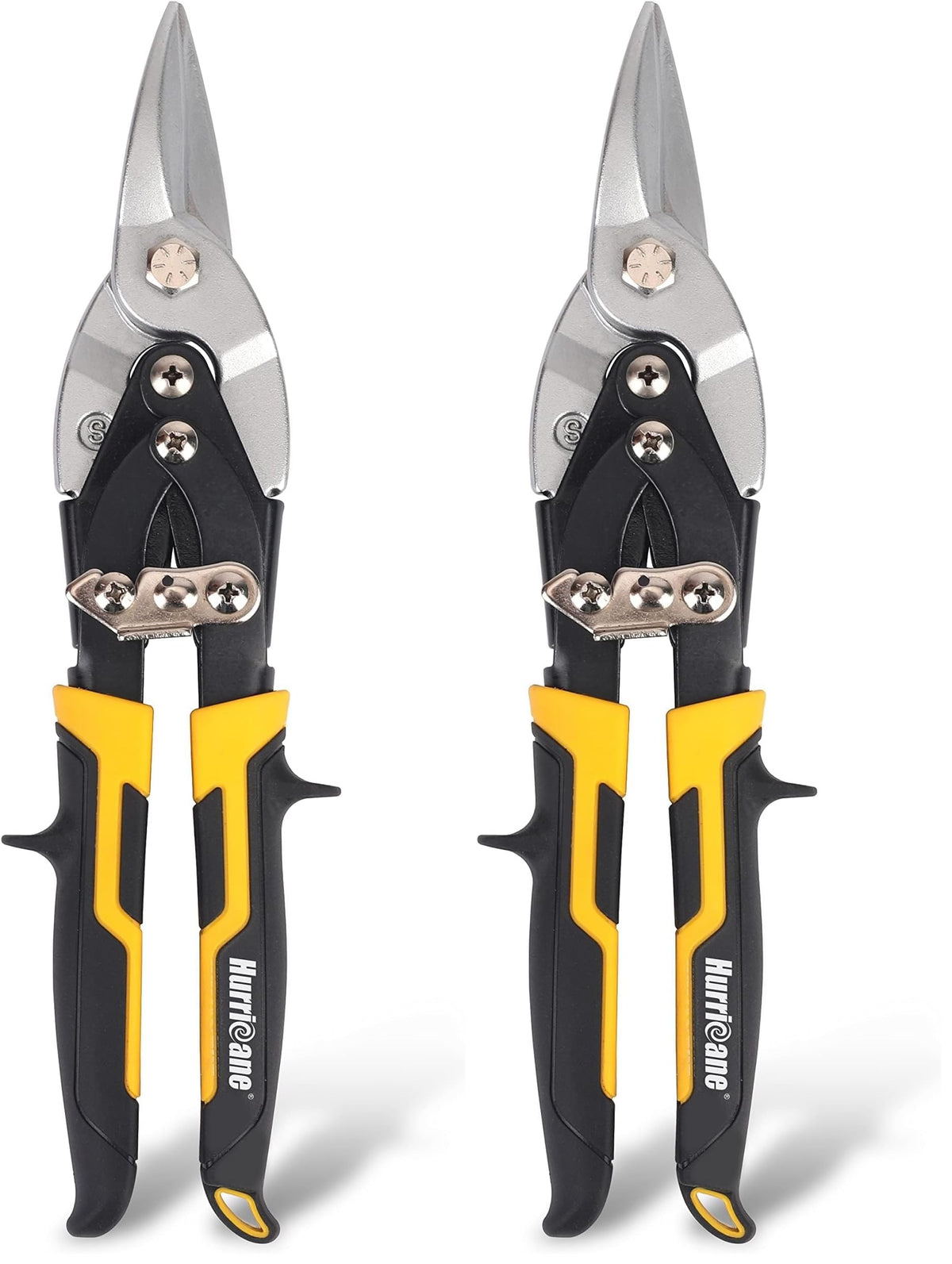 HURRICANE 10 inch Aviation Tin Snips, Straight Cut Metal Shears with Non-Slip Tyregrip Handle, Cr-V Steel Blades Shears for Thin Sheet Metal, Aluminum, Gutter & DIY Projects